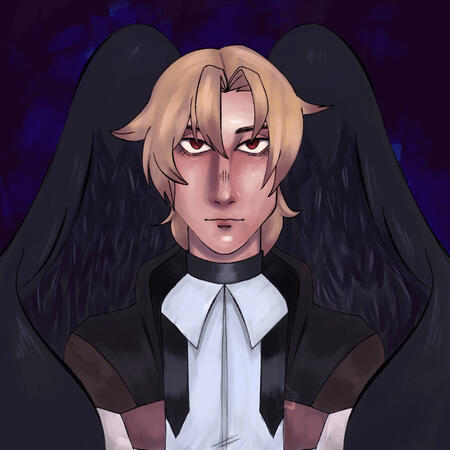 Art trade with @ikkan1402 on VGen!! This is a painting style test I did with their OC!