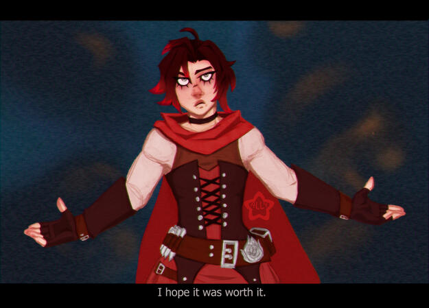 Screenshot redraw of Ruby Rose from RWBY